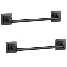 Self Adhesive Towel Rack Without Drill, Used For Storing Towels In The Bathroom And Kitchen (L, White, Black) - Multicolor - View 1