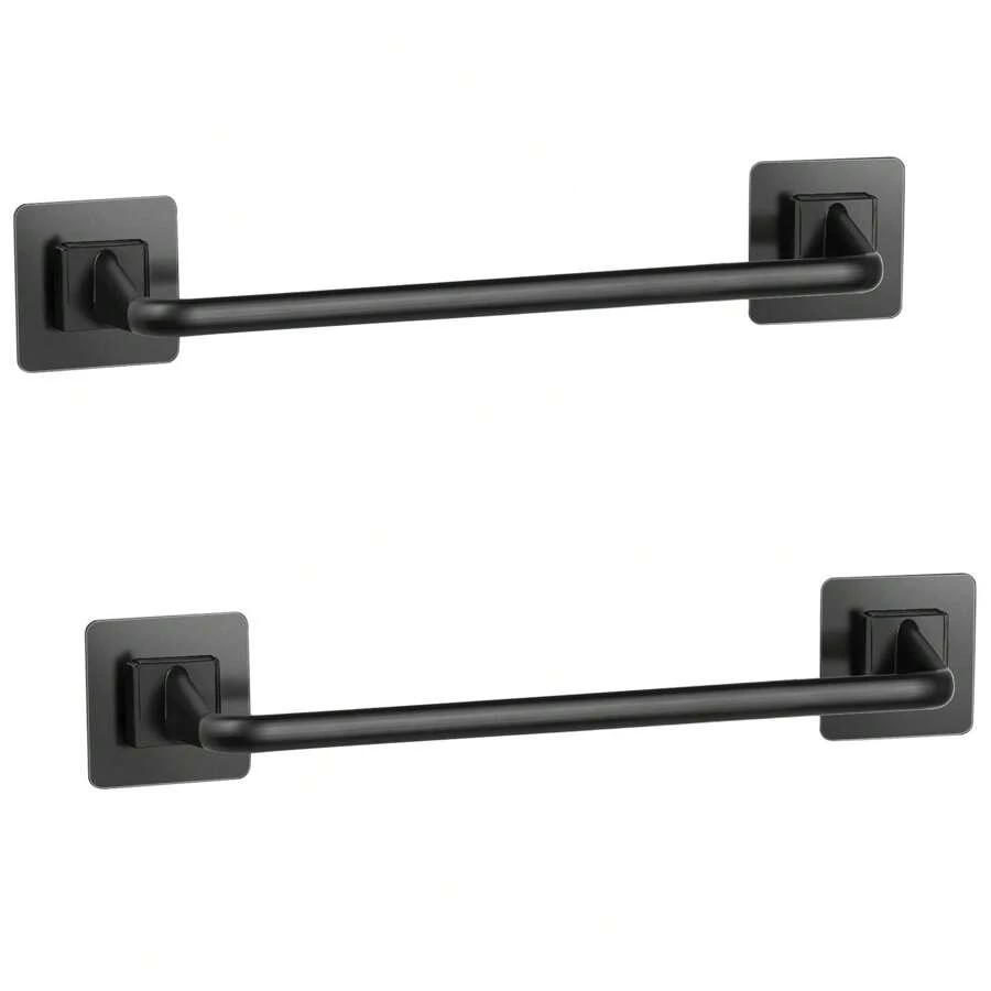 Self Adhesive Towel Rack Without Drill, Used For Storing Towels In The Bathroom And Kitchen (L, White, Black) - Multicolor - View 1