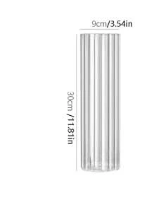 1pc Transparent Striped Glass Vase, Nordic Style Luxurious Home Decor Vase For Office, Bedroom, Bathroom, Hydroponics, Living Room Floral Arrangement - Clear - View 12