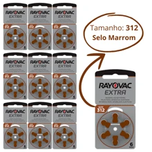 60 Baterias / Pilhas para Aparelho Auditivo RAYOVAC - tamanho 312