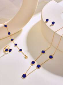 Bộ 5 món dây chuyền và bông tai bằng thép không gỉ hình hoa, thích hợp cho nữ giới đeo hàng ngày, quà tặng cho Ngày Valentine, Ngày của Mẹ. - những bông hoa - Xem 20