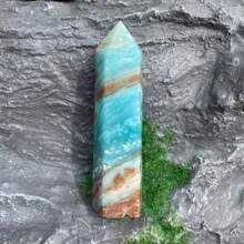 Rock Crystal Has Natural Cracks, Not Damage. 1PC Natural Blue Caribbean Amazonite Tower Point - Hexagonal Crystal Pillar, Polished Jade Stone Ornament For Home Decor, Holiday, Graduation, Mother's Day Gifts - Multicolor - View 10