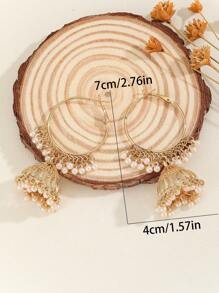 1 Paar modische Creolen mit Kunststoffperlen und Glöckchen, einfarbig, elegantes Ohrringe Design, geeignet für Frauen für den täglichen Gebrauch, Feste, Hochzeiten und Partys/Schmuck Geschenk