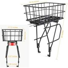 Rear Bike Rack With Basket - Bike Cargo Rack For Disc Brake/Non-Disc Brake Mount - Bicycle Pannier Rack, Touring Carrier Rack Fit 26"-29" And 700c - Black - View 5