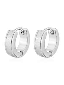 1 Pair Luxury 18K Gold Plated 304 Stainless Steel Matte Hoop Earrings For Men - Hypoallergenic, Suitable For Daily Casual Wear And Sensitive Skin - Multicolor - View 4