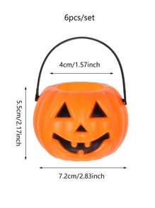 Bộ 6 xô nhựa mini hình bí ngô Halloween có tay cầm, xô Trick or Treat Halloween họa tiết vạc, ma và đầu lâu, phù hợp làm quà tặng tiệc Halloween và trang trí Ngày Lễ Người Chết - Nhiều màu - Xem 14