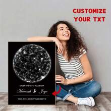 1 件定制个性化星图 - 针对特定日期/名称的定制星图艺术印刷、个性化夜空星座纪念品、星图、星座壁画、情人节礼物、母亲节特别礼物或婚礼、新婚夫妇、周年纪念、生日、订婚等的礼物、情人节、情人节装饰 - 款式1 - 查看 1