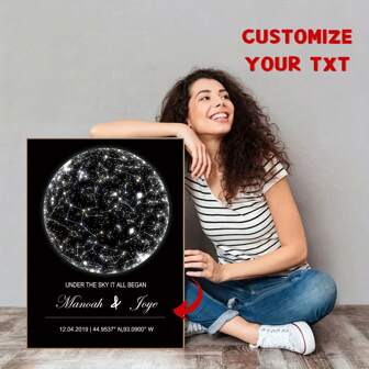 1 pieza Gráfico de estrellas personalizado - Impresión de arte de gráfico de estrellas personalizado para fechas/nombres específicos, recuerdos personalizados de constelaciones del cielo nocturno, impresiones de estrellas, murales de constelaciones, regalos del Día de San Valentín, regalos especiales para el Día de la Madre o regalos para bodas, recién casados, aniversarios, cumpleaños, compromisos y talla grande, Día de San Valentín, Decoración del Día de San Valentín
