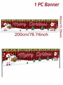 1 件 40*200 厘米圣诞快乐圣诞老人圣诞树雪人麋鹿图案横幅，户外圣诞横幅装饰，圣诞节室内外悬挂装饰圣诞节假期派对装饰用品 - 彩色 - 查看 11