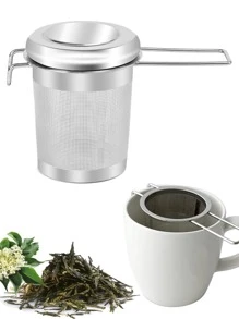 1 件带盖茶滤，可折叠双柄茶滤，带盖，返回学校