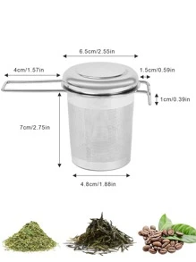1 件带盖茶滤，可折叠双柄茶滤，带盖，返回学校