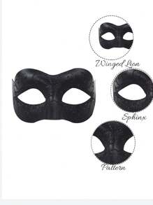 Mặt nạ bóng hóa trang dành cho các cặp đôi, Mặt nạ hóa trang Halloween kiểu Venice, Mặt nạ hình cầu trang trí lông mi dành cho người lớn - màu đen - Xem 3