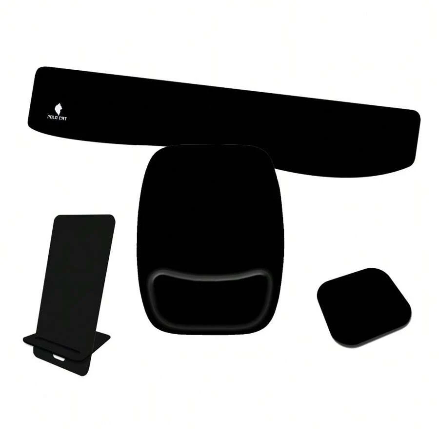 Basic Black Ergonomic Mouse Pad And Keyboard Support Kit - 套件 3 - 滑鼠 + 支架 + 手機支架和杯子 - 查看 1