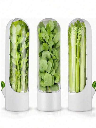1pc Herb Keeper Container With Pod For Preserving And Storing Vegetables, Herbs, Cilantro In Fridge For Freshness Christmas Gift