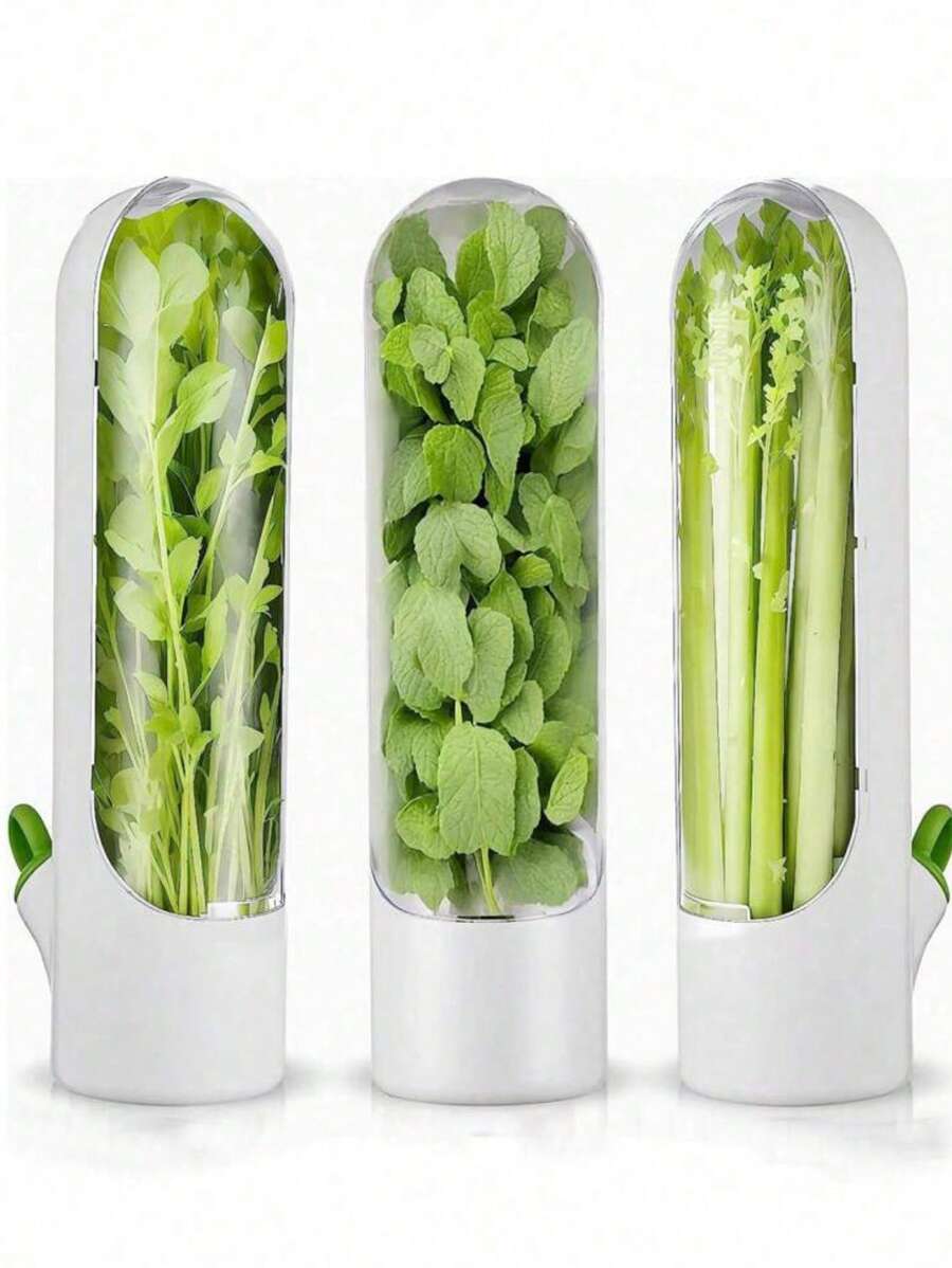 1 个香草保鲜盒，带盒子，用于在冰箱中保存和储存蔬菜、香草、香菜，保持新鲜 圣诞礼物 - 白色 - 查看 1