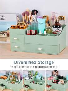 Makeup Organizer For Vanity,Large Countertop Organizer With Drawers,Dresser Bathroom Cosmetics Organization And Storage For Perfume Skin Care Nail Polish Brushes Eyeshadow Lipstick(Green)