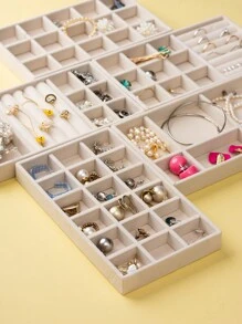 Flocked Jewelry Tray, Acrylic 3-Drawer Jewelry Box, Jewelry Storage, Ring Box, Desk Drawer Organizer, Simple & Fashionable, Flexible DIY, Pink/Beige/Gray Options, Suitable For Jewelry, Cosmetics, And Small Items Storage
