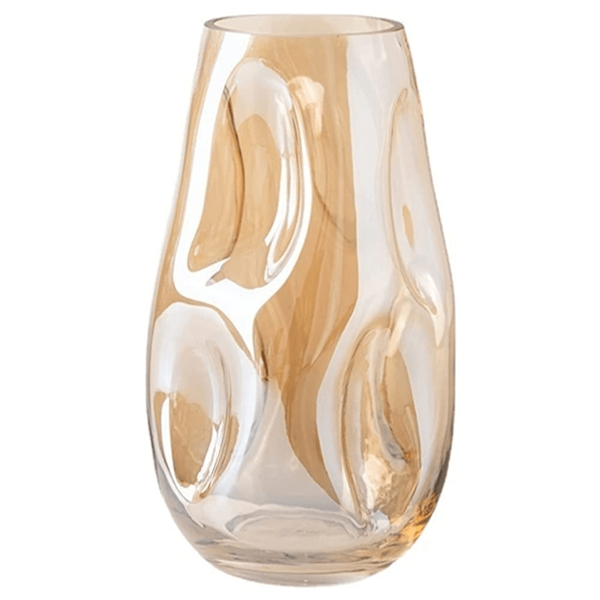 Vaso De Vidro Grosso Primeira Linha Forma Irregular Âmbar