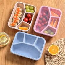 1 件/2 件/4 件便当盒，4 格餐盒，塑料可重复使用食品储存容器 - 可堆叠，适用于办公室、工作和旅行，学生携带早餐、午餐、晚餐、露营、野餐等，厨房，圣诞节返校礼物，学校用品 - 彩色 - 查看 5