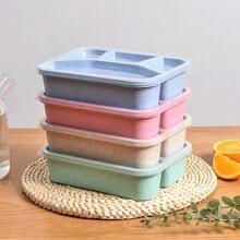 1 件/2 件/4 件便当盒，4 格餐盒，塑料可重复使用食品储存容器 - 可堆叠，适用于办公室、工作和旅行，学生携带早餐、午餐、晚餐、露营、野餐等，厨房，圣诞节返校礼物，学校用品 - 彩色 - 查看 6