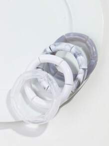 4 piezas/Set pulsera telescópica acrilica flexible y colorida de para uso casual de mujeres