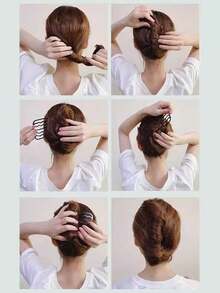 6 件/套 U 型发髻制作发夹、简约优雅发叉、新娘盘发发型工具、发髻整形梳（2 叉、4 叉、7 叉） - 彩色 - 查看 7