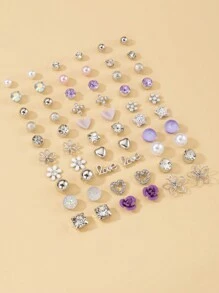 30 par luksusowych szykownych metalowych sztucznych pereł z kryształkami, sercem, motylkowymi kolczykami w kształcie motyli, zestaw upominkowy dla kobiet na Walentynki, mamę, dzień matki, prezent