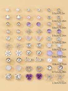 30 par luksusowych szykownych metalowych sztucznych pereł z kryształkami, sercem, motylkowymi kolczykami w kształcie motyli, zestaw upominkowy dla kobiet na Walentynki, mamę, dzień matki, prezent