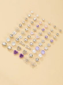 30 par luksusowych szykownych metalowych sztucznych pereł z kryształkami, sercem, motylkowymi kolczykami w kształcie motyli, zestaw upominkowy dla kobiet na Walentynki, mamę, dzień matki, prezent