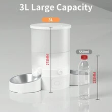 Habas 2貓自動餵食器-3L雙用寵物喂食器，帶5GWIFI、APP控制，雙不銹鋼碗，智能遠程定時、定量多貓餵食，適用於貓狗養殖，具有記錄功能 - 白色 - 查看 7
