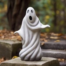 1pc Creative Funny Cartoon White Ghost Seasonal Decoration Ornament For Halloween - White - View 5