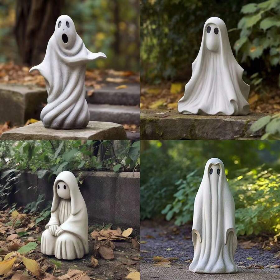 1pc Creative Funny Cartoon White Ghost Seasonal Decoration Ornament For Halloween - White - View 1