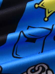 男童 2 件套 2024 圆领警察图案印花休闲睡衣套装，儿童家居服 - 藍色 - 查看 7