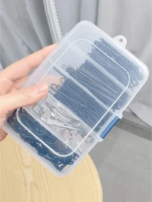 Hair Clip Storage Box (13.9 * 8.9) With 5 Compartments For Beauty, Makeup, And Hairdressing Tools. Leather Strap Clip And Grid Accessory Small Box Hair Clips Makeup Organizer