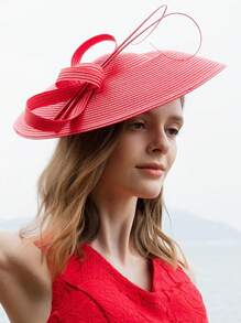 HIMESPORT Eleganter Fascinator Hut | Hochzeits Derby Cocktail Stroh Breitrand | Vintage Kirche Teefeier für Damen | Sommer Strand Brautmutter