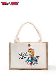 Official Authorisation Cartoon Fashion Linen Handbag, Best Gift For Friends And Children - White - View 2