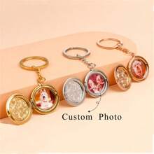 Llavero con colgante de foto redondo personalizado, llavero con medallón personalizable para foto y texto, llavero con colgante de foto redondo como regalo para mujeres y hombres, duradero, colorido, lindo, adorable, divertido, kawaii, estilo Y2K, elegante, unisex, casual, personalizado, único, regalo ideal para él, regalo ideal para ella, pareja, familia, amigos