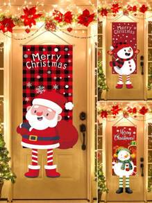 1 cái Thiết kế mẫu người tuyết và ông già Noel mới cho Giáng sinh, Trang trí hoàn hảo cho phông nền tường tiệc Giáng sinh gia đình, Trang trí rèm cửa Giáng sinh, Giáng sinh - Nhiều màu - Xem 1