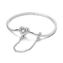 Infinite Love Snake Bone Chain Inlaid Heart Zirconia Women Bracelet Fit For Valentine's Day Gift