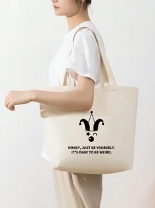 1 pieza Bolsa de lona portátil de gran capacidad, de color beige sólido, adecuada para niñas, estudiantes de secundaria/preparatoria/universidad para la escuela, el camino al trabajo, vacaciones; adecuada para trabajadores de oficina, empleados de cuello blanco para el trabajo, el camino al trabajo, negocios, viajes de vacaciones