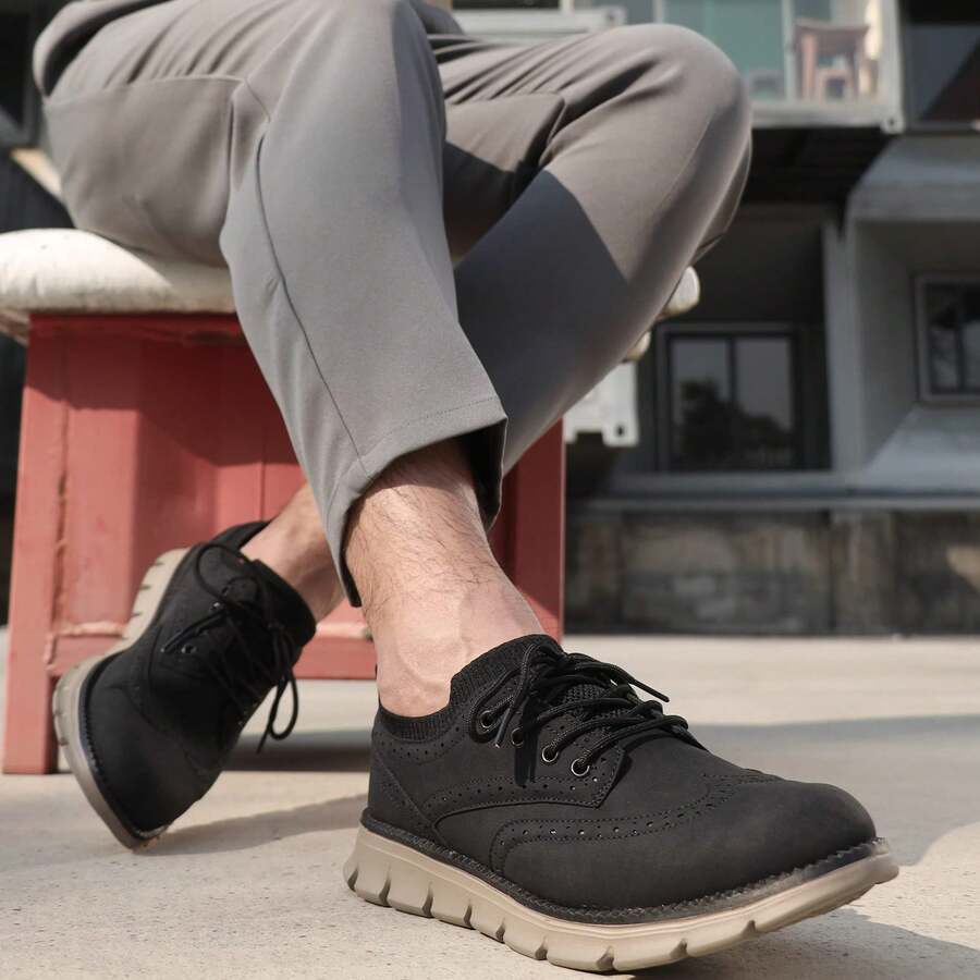 Valentine's Day Men's Oxford Shoes Festival Gift Lightweight Business Formal Casual Shoes Slip-On Loafers Fashionable Sports Shoes Comfortable - 黑色 - 查看 1