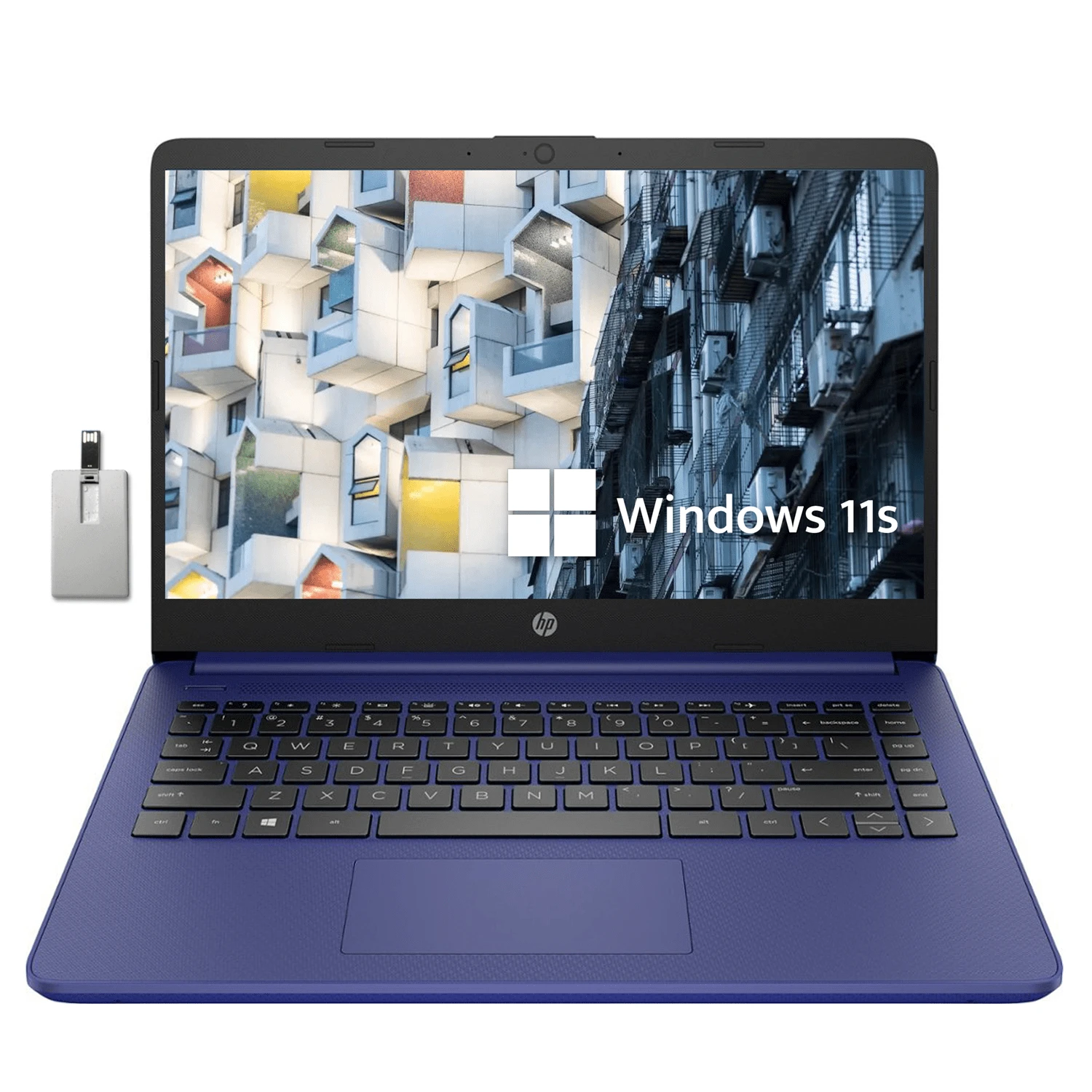 HP Premium Stream 14" HD BrightView Laptop, Intel Celeron N4120, Up To 16GB RAM, 64GB EMMC, Intel UHD Graphics, HD Webcam, 1 Year Office 365, Bluetooth, WiFi, Win 11s, 32GB Hotface USB Card - 藍色 - 查看 1