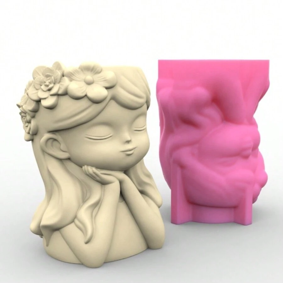 Planter Mold Flower Pot Resin Mold For DIY Craft Art Home Decoration Concrete - Hot Pink - View 1