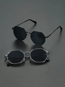 2 piezas Gafas de moda geométricas de cobre para hombres, accesorios para fotografía callejera, festivales musicales, conducción, camping y playa