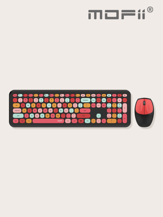  Conjunto de teclado y ratón inalámbricos Mofii 666, diseño redondeado y lindo, ultra delgado para hogar y oficina, compatible con PC y notebook (no compatible con iPhone, iPad)