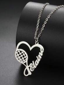 A Stainless Steel Necklace Love Tennis Racket Custom Name Personalized Pendant Necklace Fashion Jewelry Gift For Tennis Lovers For Men And Women
