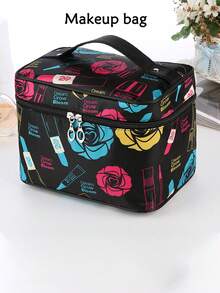 1pc Portable Cosmetic Organizer Bag - Navy Blue Large Capacity Multi-Function Storage Bag, Ideal For Beach, Travel & Accessory, Cosmetic Pouch, Toiletry Bag, Makeup Bag, Travel Essential - Multicolor - View 5