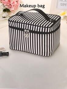 1pc Portable Cosmetic Organizer Bag - Navy Blue Large Capacity Multi-Function Storage Bag, Ideal For Beach, Travel & Accessory, Cosmetic Pouch, Toiletry Bag, Makeup Bag, Travel Essential - Multicolor - View 7