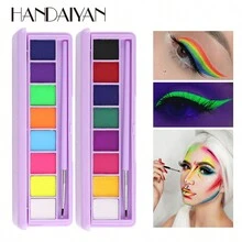 QIBEST 1pc 万圣节水溶性人体彩绘霜 ins 化妆品 UV 荧光八色眼影霜脸部彩绘板人体彩绘风格适合卡通、前卫、ins、节日艺术创意设计 - 彩色 - 查看 4