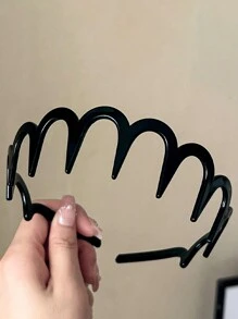 2 piezas Diademas de mujer de unicolor brillante con dientes en negro y ámbar, diseño minimalista, versátil para uso diario, casual, fiesta, viajes, maquillaje y combinación de atuendos, diadema, aro para el cabello, diadema en zigzag, accesorios para el cabello con estampado animal - Multicolor - Ver 5